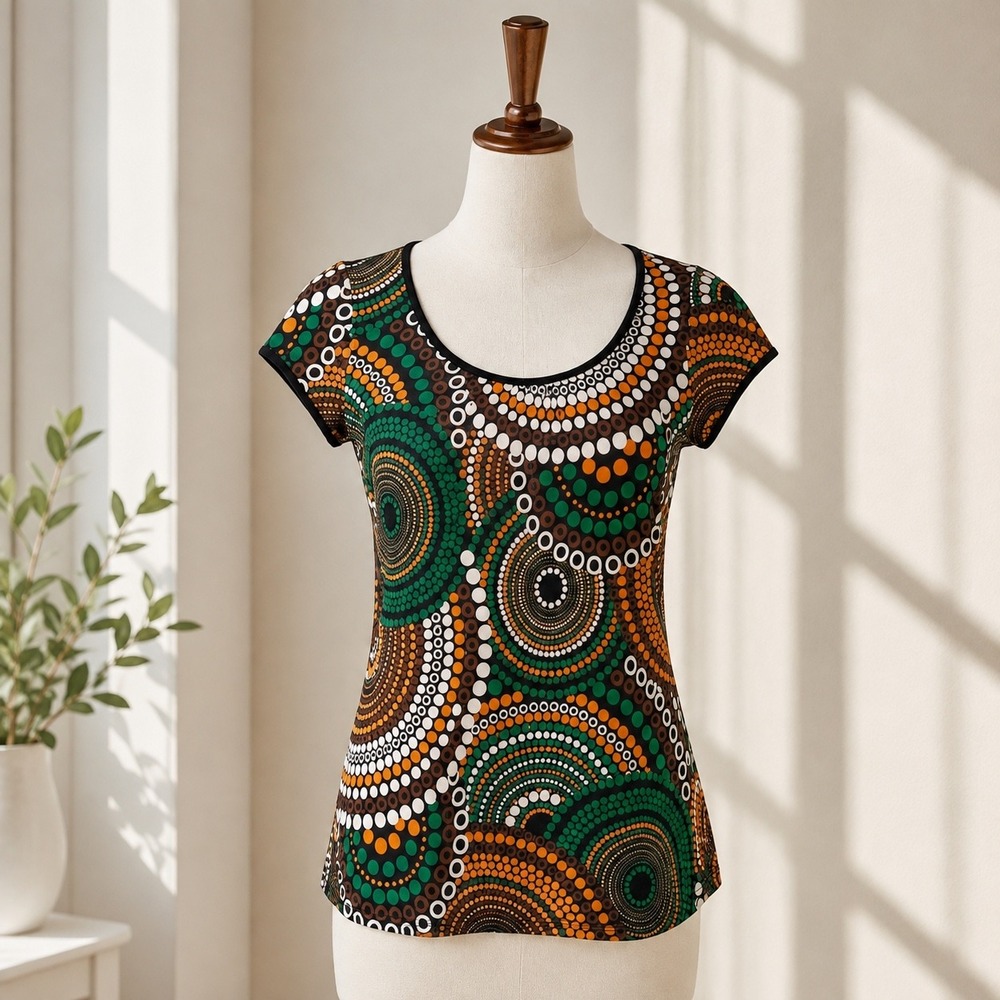 Retro Y2K Geometric Mod Dot Print Top Large Indie Sleaze Festival Open Back Tie